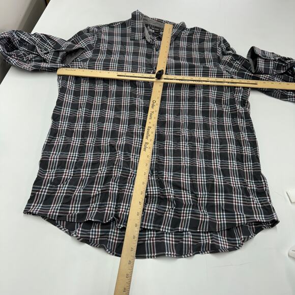 Michael Kors Shirt Mens XX Large Grey Plaid Classic Fit Button Down Cotton‎ - Picture 6 of 8